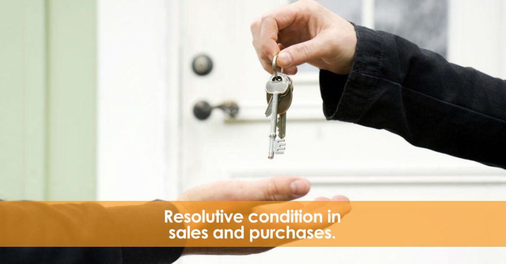 Resolutive condition in sales and purchases