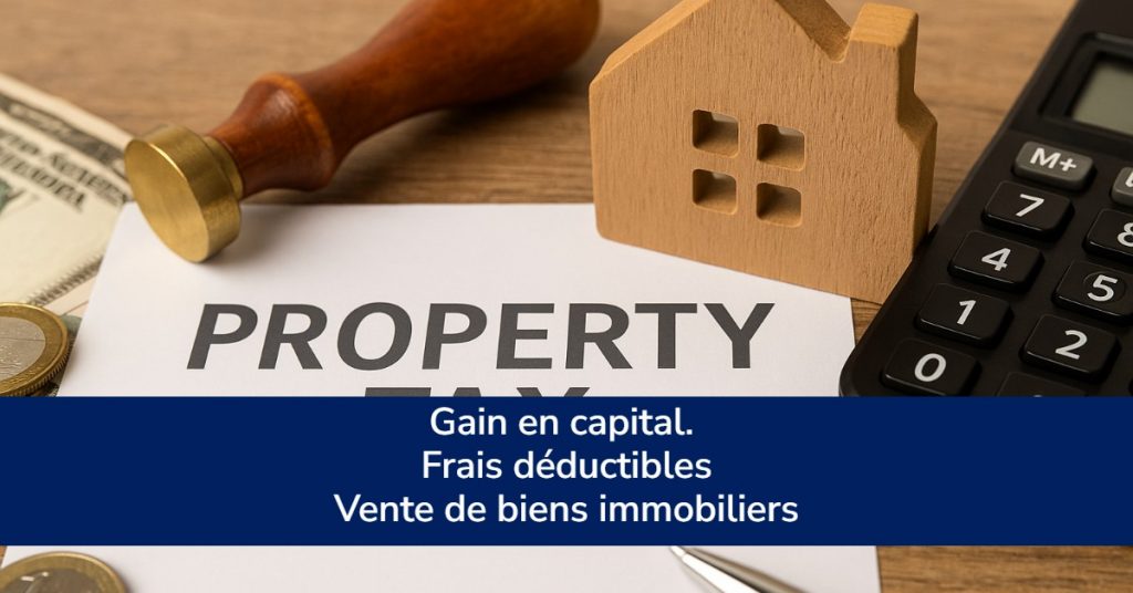 Gain en capital. Frais déductibles. Vente de biens immobiliers