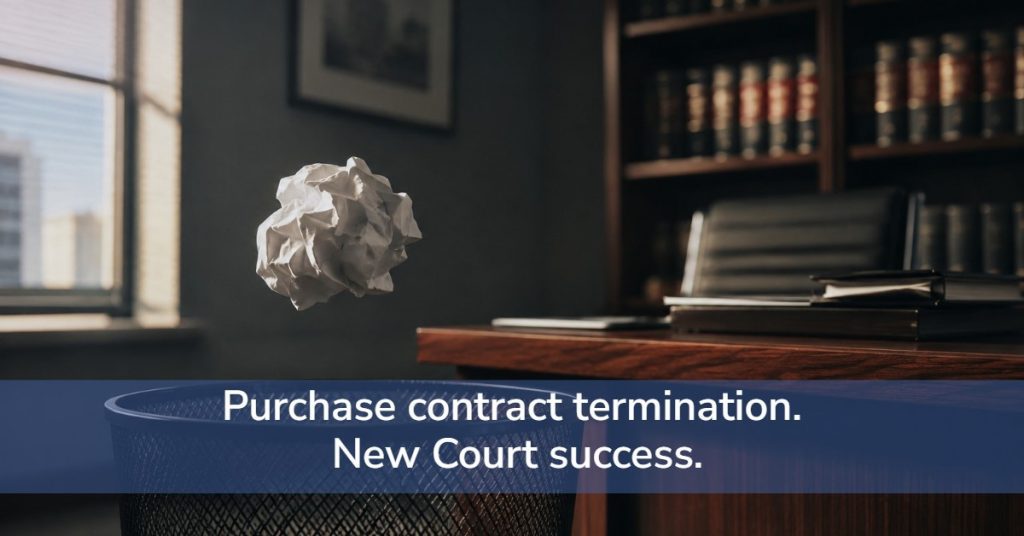Purchase contract termination. New Court success.